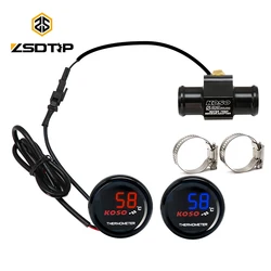 ZSDTRP Motorcycle Temperature KOSO Round Water Temp For Yamaha with 22mm Sensor Adapter