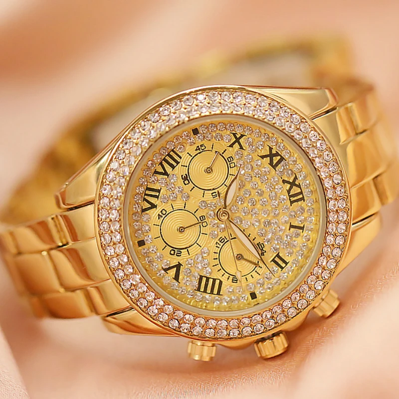 

BS New Full Diamond Women's Watch Crystal Ladies Bracelet Wrist Watches Clock relojes Quartz ladies watches for women 116135