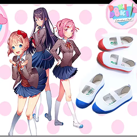 Doki Doki Literature Club Cosplay Shoes Japanese Anime School Shoes Girl Sport Shoes Yashiro Nene Yuri Natsuki Cosplay shoes