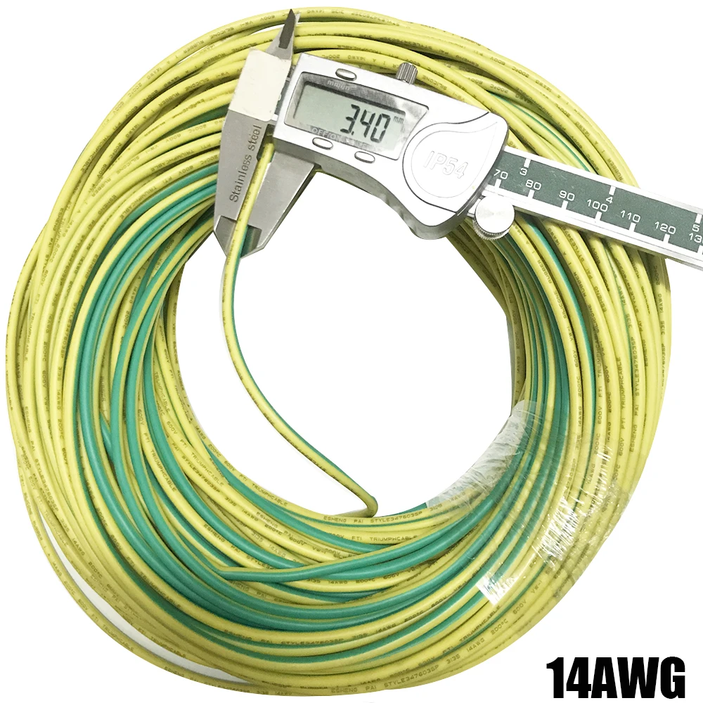 Tinned Wire Silicone Wire Soft 14/18/20 AWG Yellow Green 2/ 0.75/ 0.5 Square Two-color Photovoltaic Panel Grounding Cable