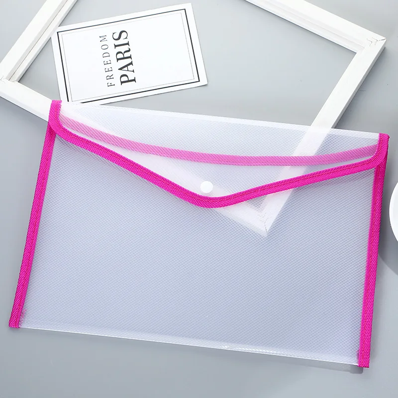2021 New A4 Transparent Lightweight File Bag Portable Waterproof Folder Document Holder with Button Storage School Test Paper
