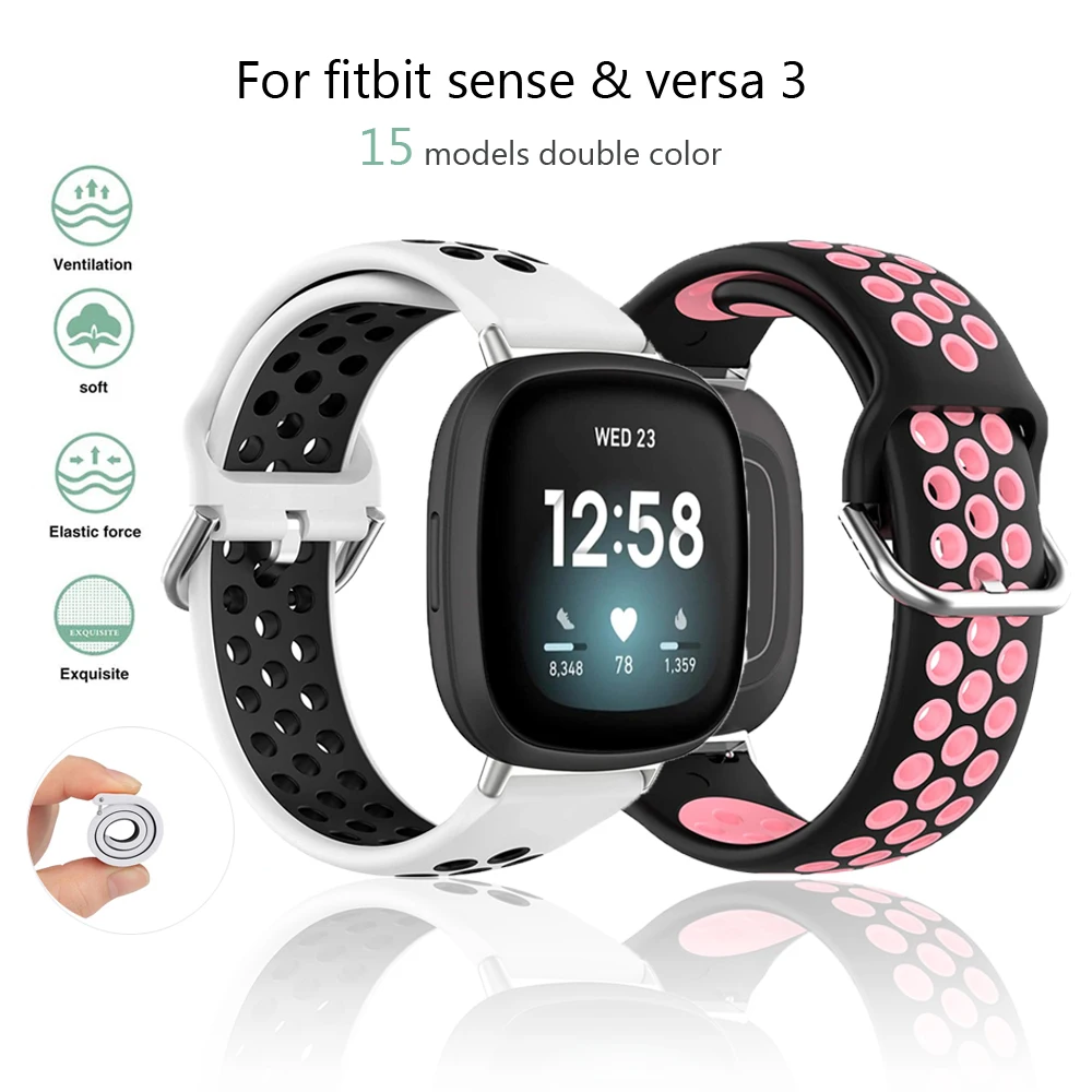 Double Color Strap For Fitbit Versa 3/Sense Smart Watch Bands Replacement soft silicone Bracelets for fitbit versa3 Wristbelts