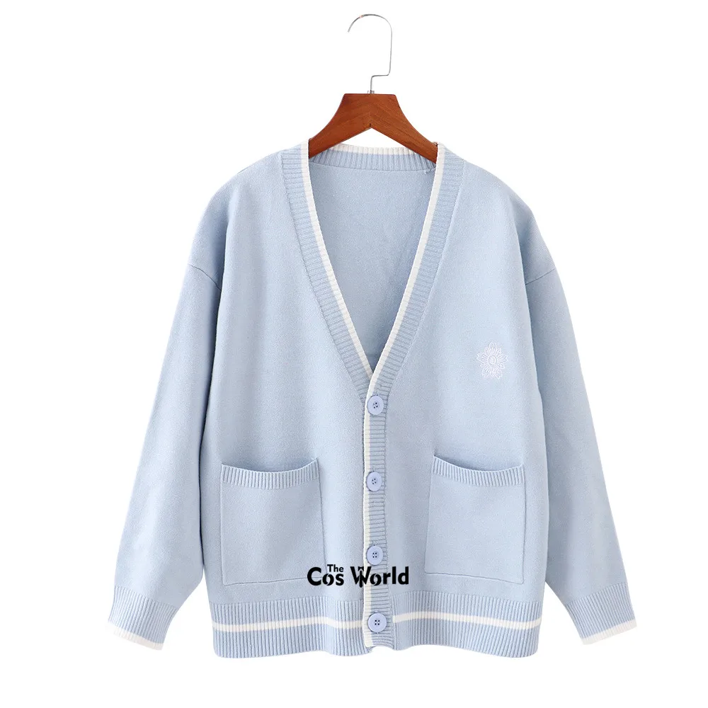 6สีผู้หญิงฤดูใบไม้ร่วงฤดูหนาวผู้หญิงแขนยาวถักCardigan Vคอเสื้อกันหนาวOutwearสำหรับJK School Uniformนักเรียนเสื้อผ้า