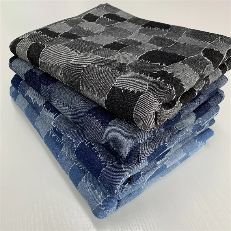 170cm szerokości ciemny niebieski Patchwork bawełna żakardowa tkanina dżinsowa gruba tkanina na dżinsy kurtki szycie projektant tkaniny 0.5 stoczni