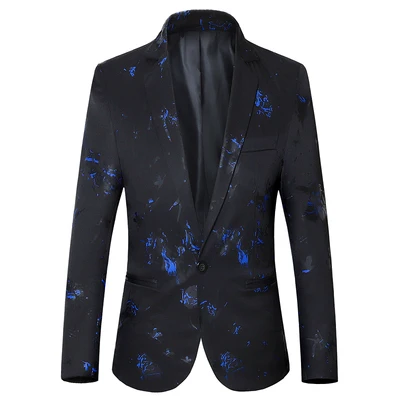 Mens Luxury Floral Printed Suit Blazer Homme Night Club Stage Wedding 2020 Single Breasted Jacket Ternos Masculino Luxo 5XL 6XL