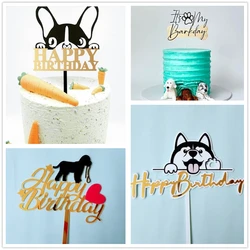 New Acrylic Pet Party Cake Topper Happy Birthday it`s my barkday Golden Cake Topper For Pet Birthday Party Cake Decorations