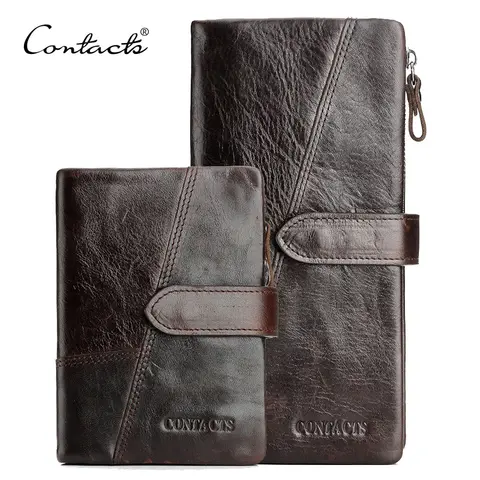 Genuine Crazy Horse Leather Wallet Men Contact’S