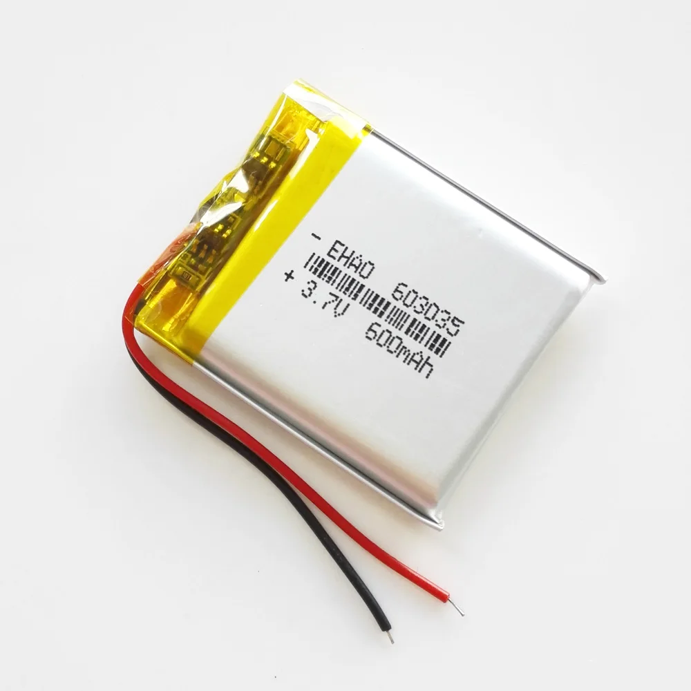 EHAO 603035 3.7V 600mAh litowo-polimerowa LiPo akumulator do Mp3 PAD DVD E-book zestaw słuchawkowy Bluetooth kamera GPS