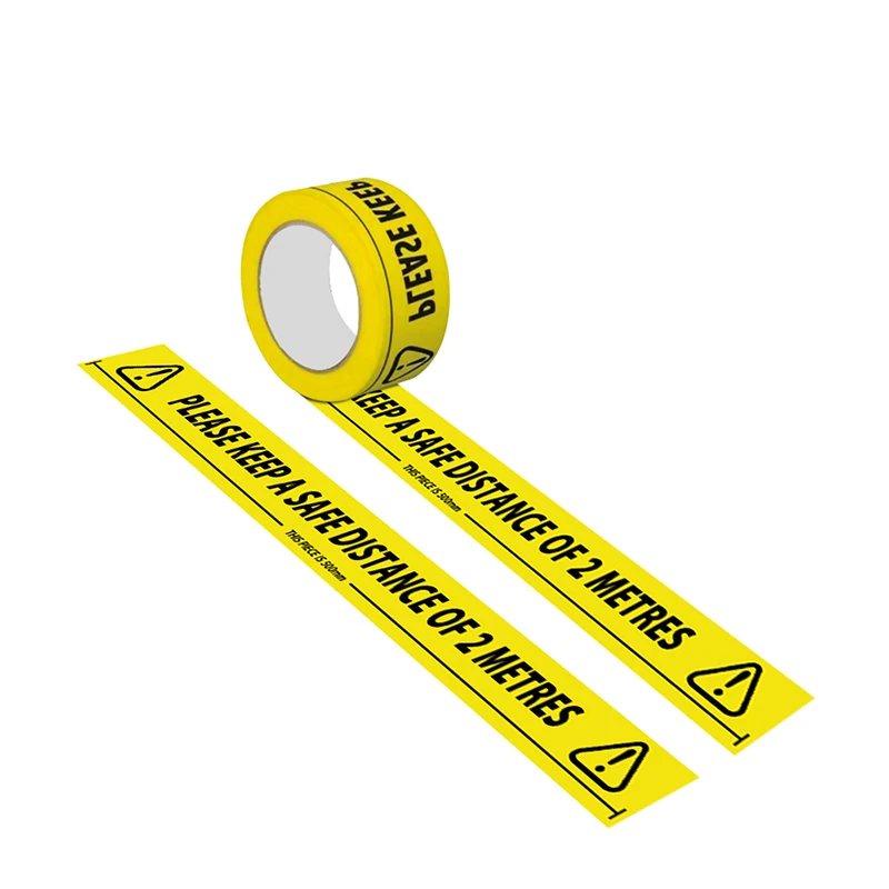 Safety Tape 2m Metre Apart Social Safe Distancing Floor Tape 33m x 48mm Alarm Warning Caution Signs Sticker Safety Supplies