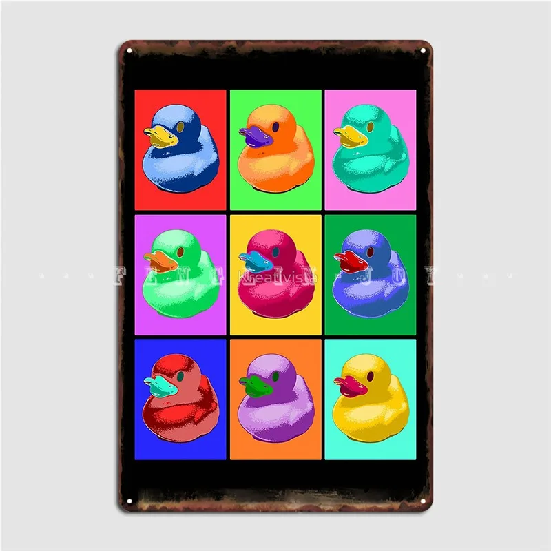 Pop Art Ducky Poster Metal Plaque Cinema Living Room Cinema Funny Wall Plaque Tin Sign Poster