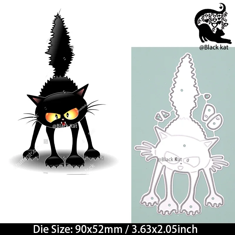 Funny Black Cats Cutting Dies Halloween Trick or Treat DIY Scrapbooking Animals Metal Stencil Gift Card Craft