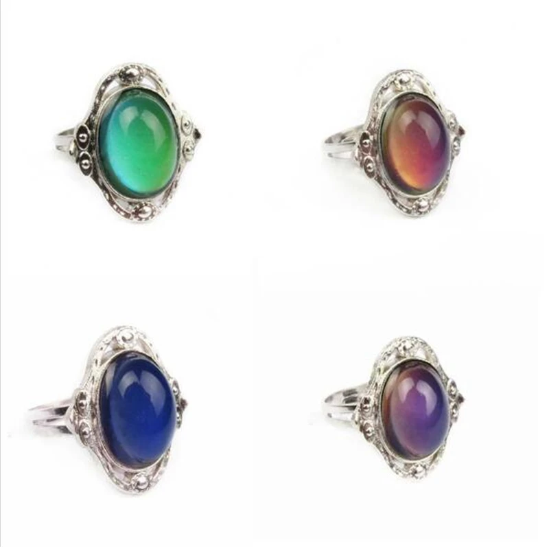 Change Mood Ring Oval Emotion Feeling Changeable Adjustable Ring Temperature Control Color Rings For Women Men Gift