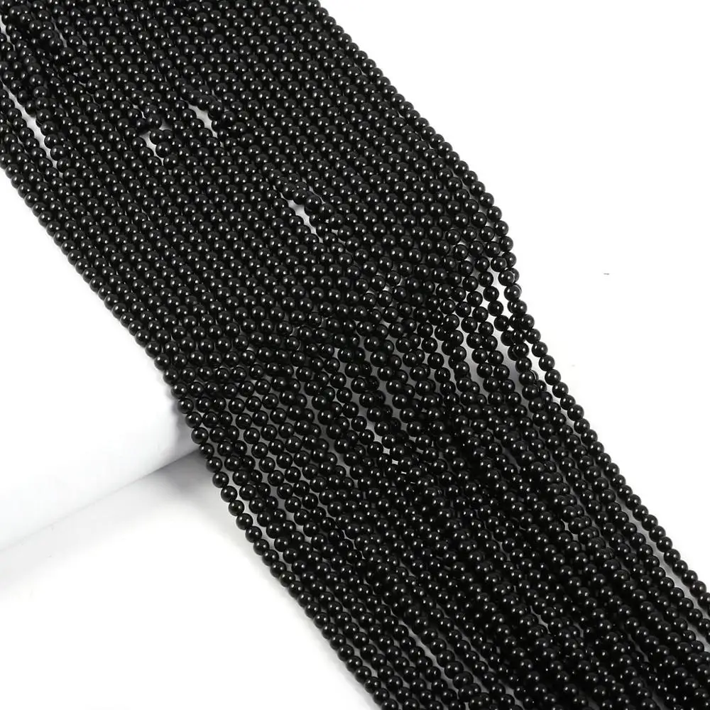 Wholesale Natural Stone Beads Black Agates Beads for Jewelry Making Beadwork DIY Necklace bracelet accessories 2mm 3mm