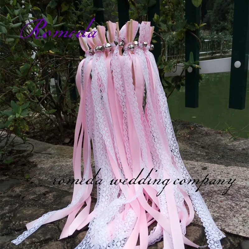 Hot selling Style D cream lace wedding ribbon stick wands for wedding decoration  50/20/10 pcs/lot