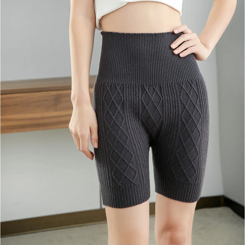 Imagem -02 - Outono Inverno Feminino Simples 100 Cintura Alta para Mulheres de Caxemira Hip-levantamento Apertado Booty Shorts 2023 Coréia Mini Curto Feminino Preto