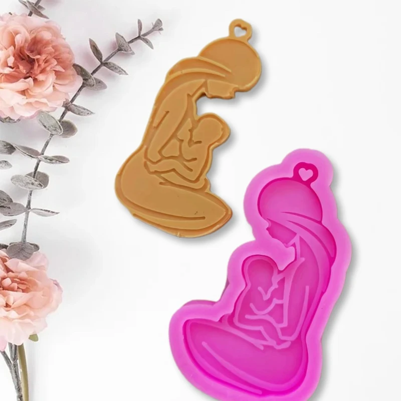 Epoxy Resin Mold Glossy Breastfeeding Mother Keychain Silicone Mould DIY Crafts Polymer Jewelry Necklace Making Tool