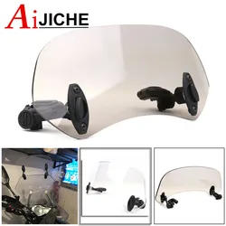 Universal Motorcycle Scooter Adjustable Clip On Windscreen Windshield Extension Spoiler Wind Deflector Adjustable Lockable