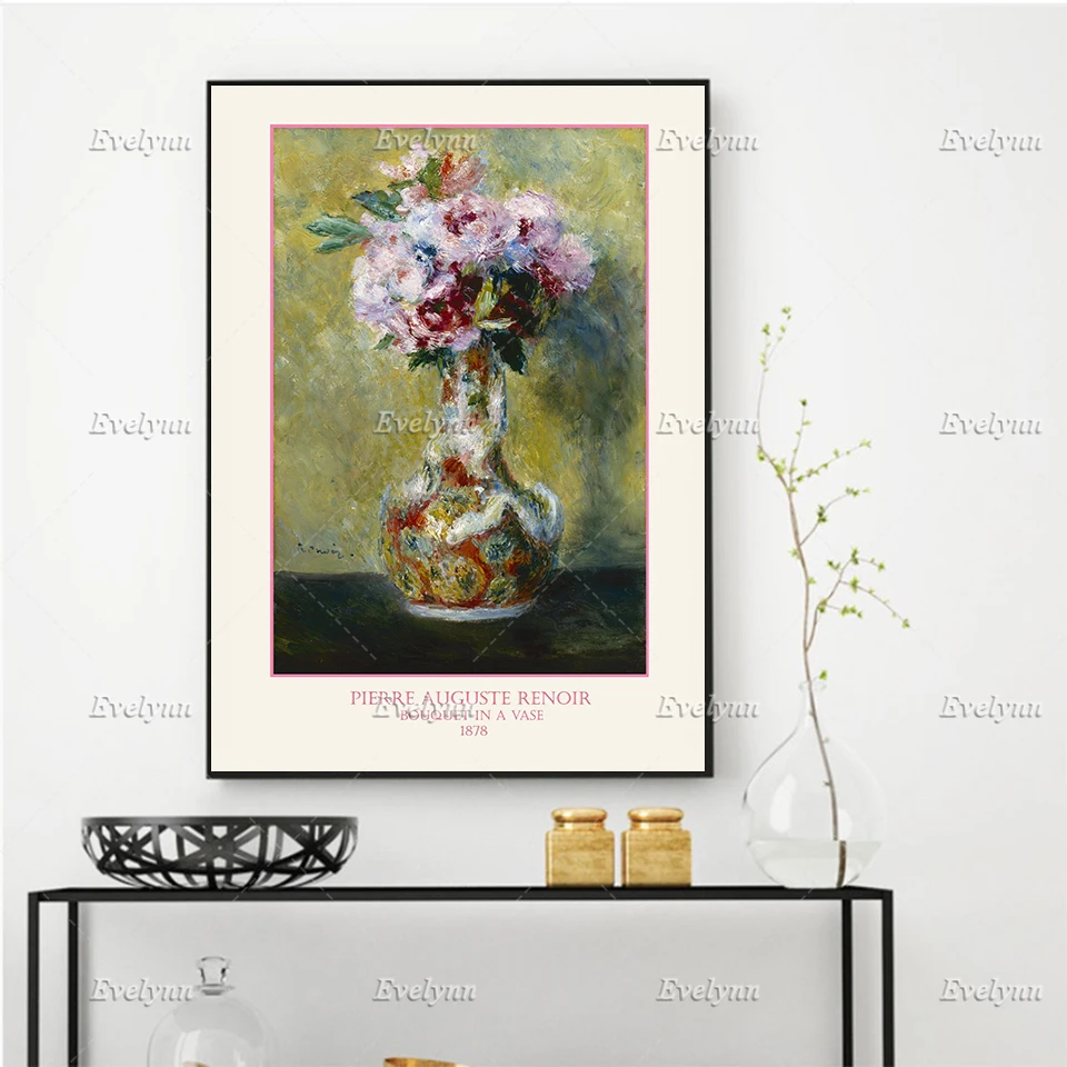 Auguste Renoir Peony Girly Art Aesthetic Room Decor Retro Poster Home Decor Prints Wall Art Canvas Unique Gift Floating Frame