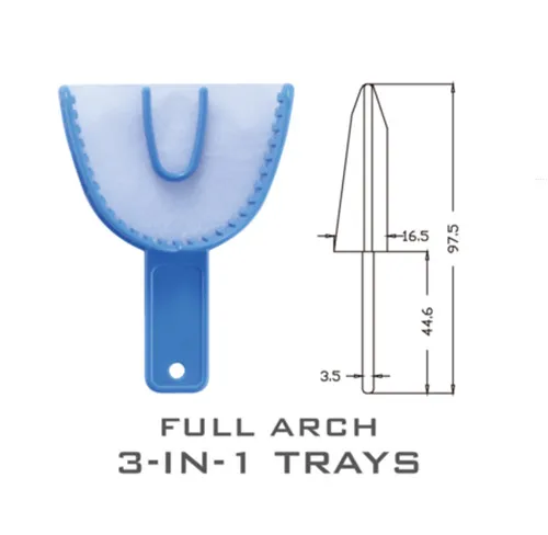 5 sztuk/zestaw Dental 3-IN-1 łyżki wyciskowe materiały stomatologiczne jamy ustnej dental jednorazowe potrójne tacę pełną z tworzywa sztucznego