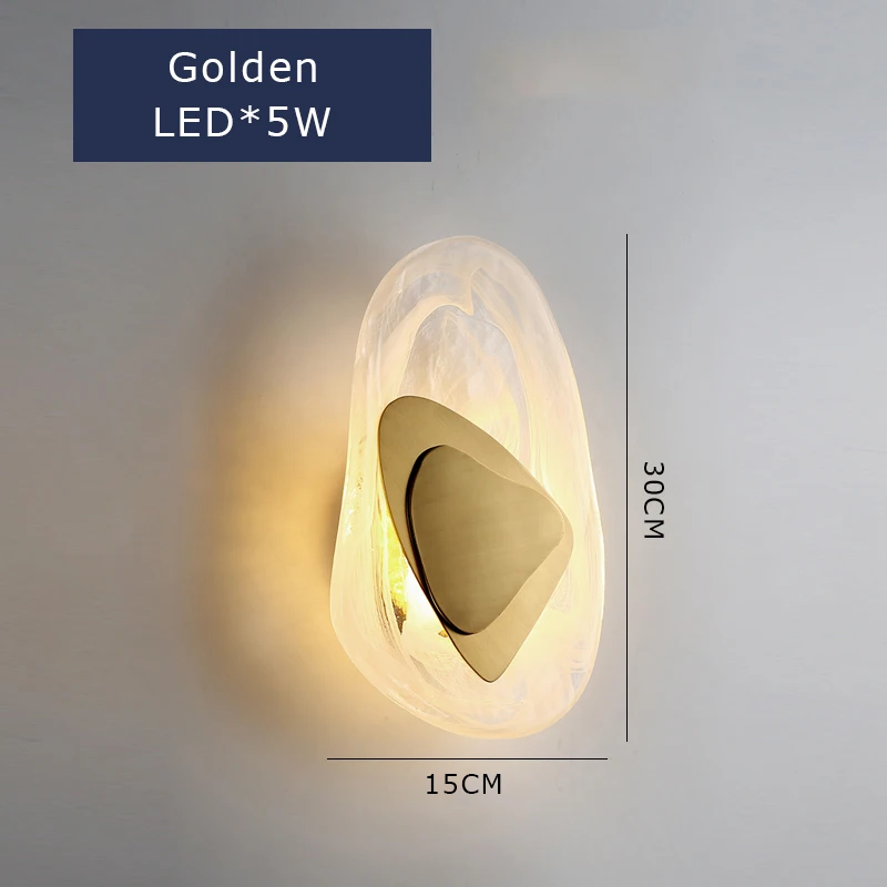 Luxury Golden LED Wall Lamp Bedroom Living Room Wall Decor Light Bedside Staircase Aisle TV Background Sconce Glass Cloud