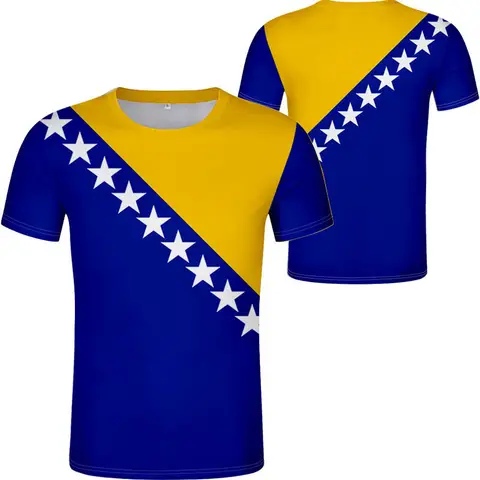 Bosnia and Herzegovina Youth Student Diy Free Custom Name Number Print Photo T Shirt Bosnian Bih Flag Croatian Casual Clothe