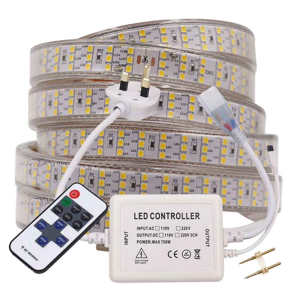 Imagem -02 - Fita de Luz Led Ultra Brilhante 2835 com Dimmer Ac220v 276leds m à Prova Dágua Branco Branco Quente Lâmpada Flexível Regulável