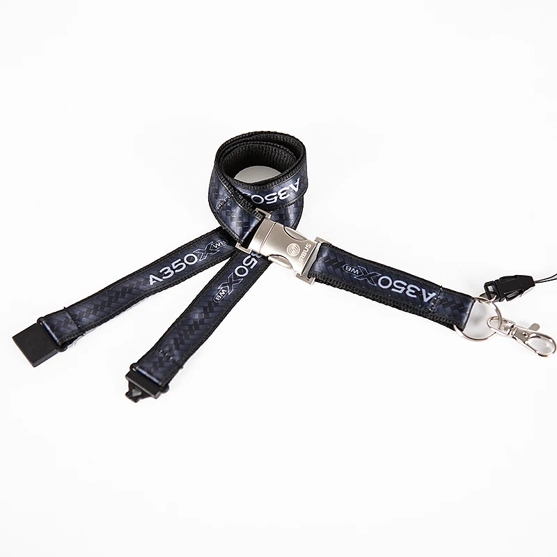 Airbus A350 Black Lanyard with Metal Buckle for Pliot Flight Crew 's License ID Card Holder Boarding Pass String Sling