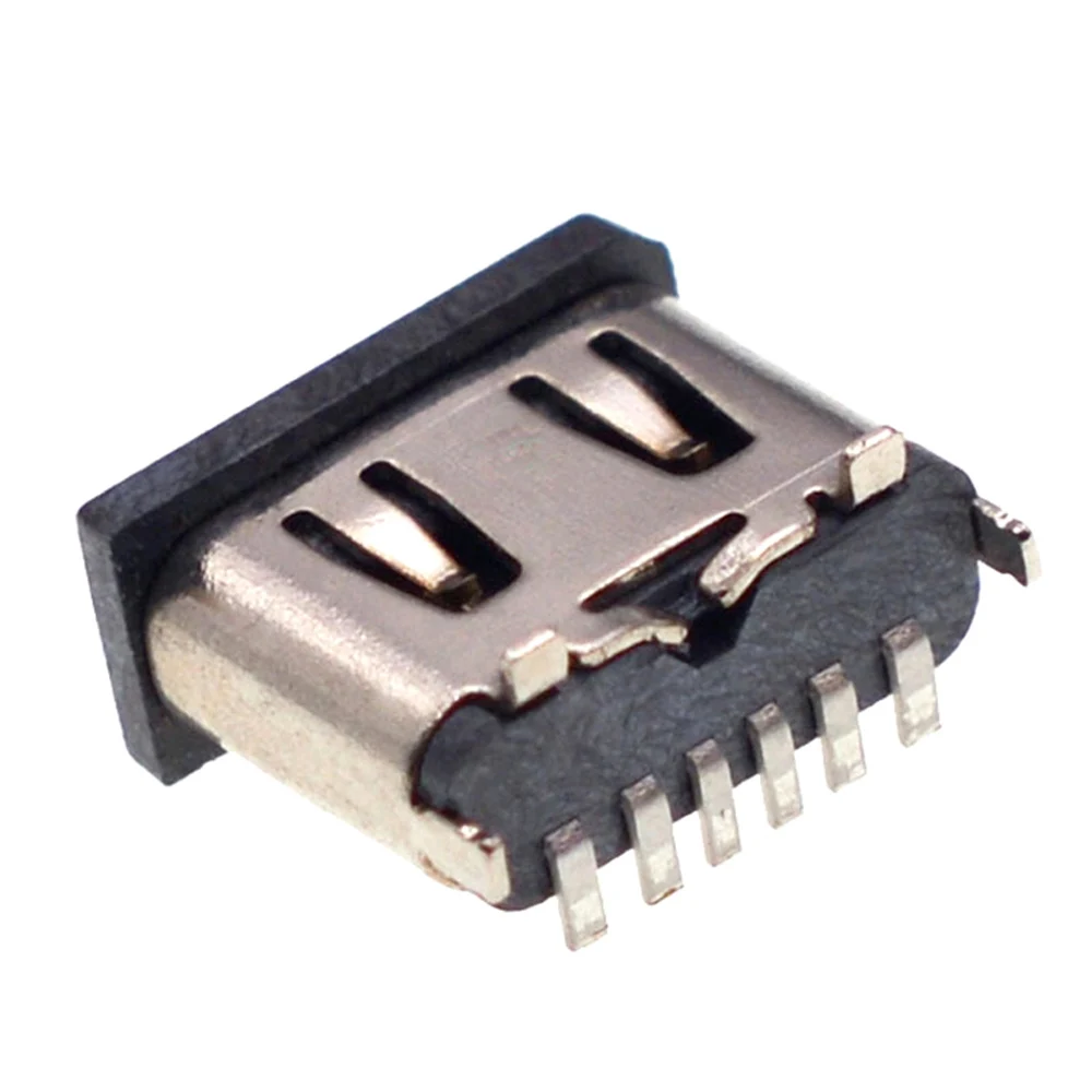 10pcs/Lot USB 6Pin Connector Micro USB Socket Type C 3.1 Female Placement DIP For Mobile Phone Charging Port Socket