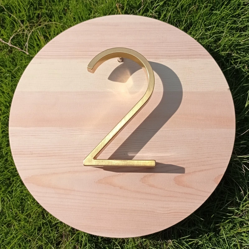 127mm Golden Floating Modern House Number Satin Brass Door Home Address Numbers for House Digital Outdoor Sign Plates 5 In. #B