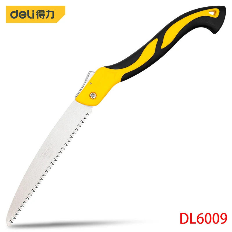 Deli DL6009 10“ Folding Saw 65Mnsteel Blade Used For Cutting Solid Wood, Field Branches, PVC Pipes, Bamboo, Etc.Camping Tools