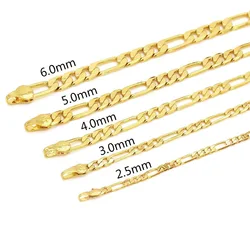 MxGxFam ( Full Size Choice ) Fashion NK1:3 Chain Necklace For Men Women Yellow Gold Plated Lead and Nickel Free