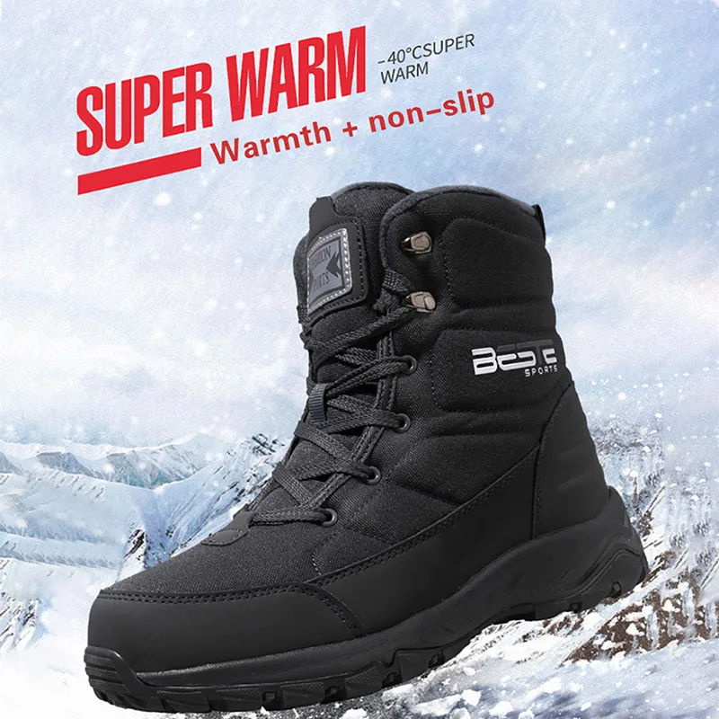 Winter Laarzen Mannen Wandelen Schoenen Outdoor Snowboots Dikke Vacht Warm Casual Footwear Platform Mannen Laarzen Mannelijke Katoenen Schoenen Grote size