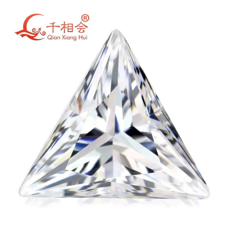 6A quality white color triangle shape cut coner trillion shape  for cubic zirconia loose CZ stone