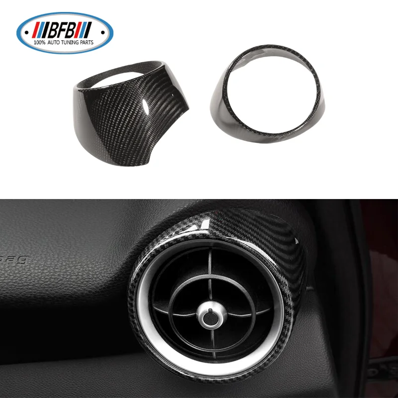 

BFB 2pcs Dashboard Aircondition frame cover air outlet frame Interior Trims Glossy black Dry Carbon For Alfa Romeo Stelvio 2017+