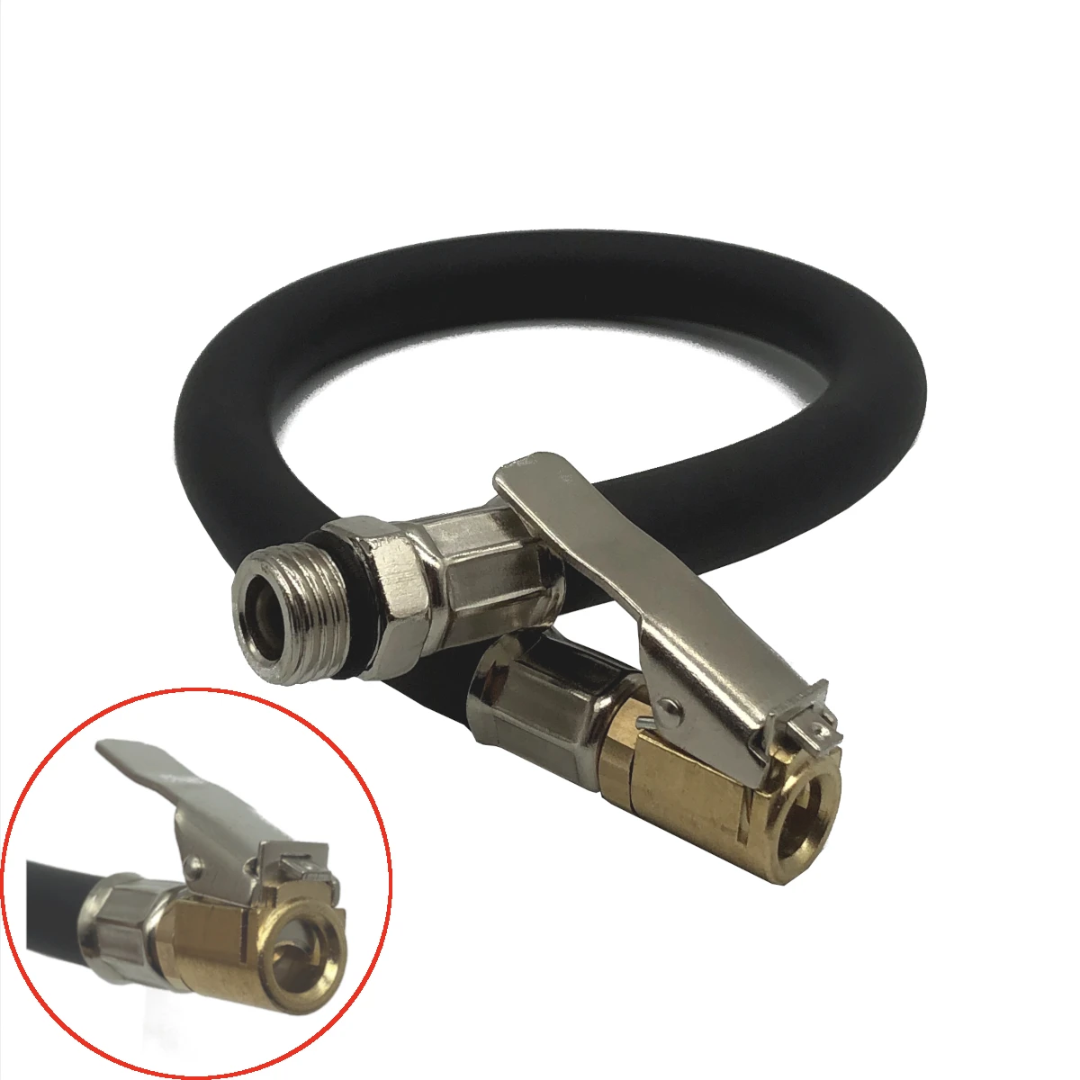 Tire Inflator Pipe Copper Lock Clip Air Compressor Rubber Hose Tube Self-locking Connector for Car Motorcycle Bicycle Truck