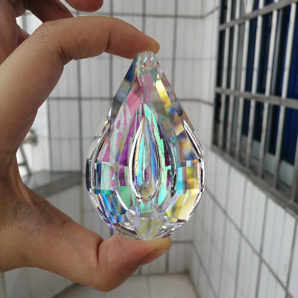 

Camal 1pcs 76mm AB Colorful Drop Crystal Prisms Pendant Chandelier Suncatcher Rainbow Hanging Ornament Home Decor Lighting Lamp