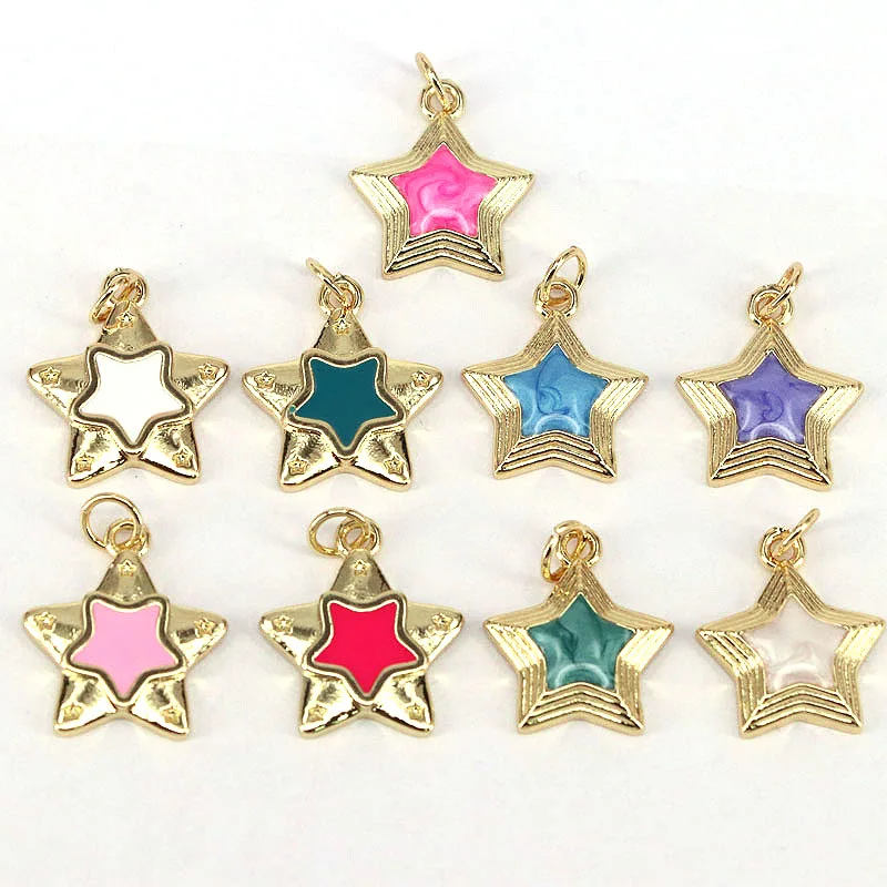 

20Pcs Wholesale Gold Filled Star Pendant Colorful Enamel lucky Star Gave Her The Best Gift