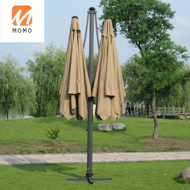 Double Square Umbrellas,2 Heads Outdoor Patio Umbrellas With Cross Base Sale