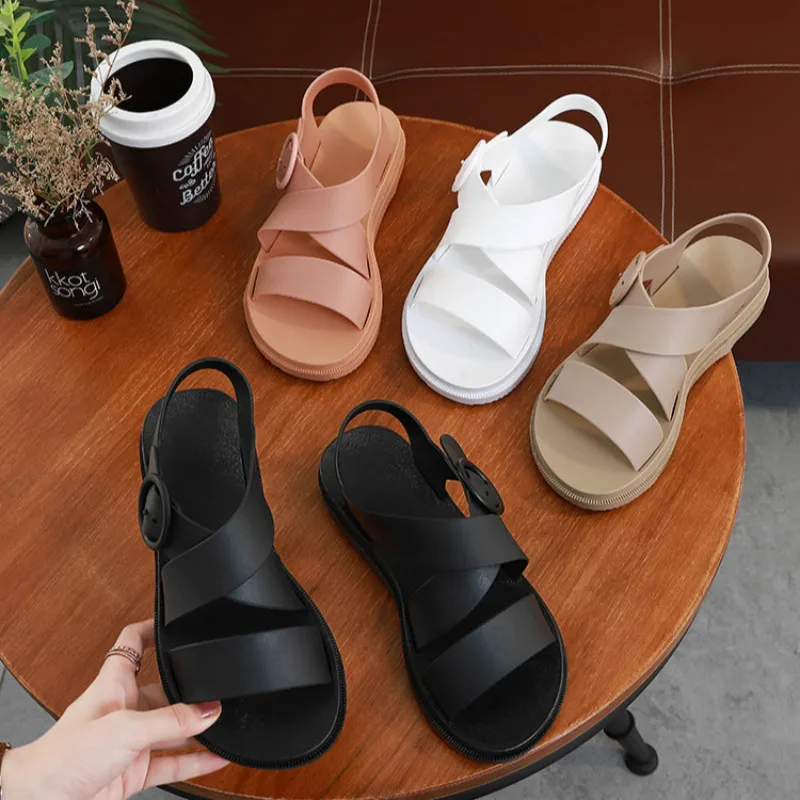 

PVC Sandals Shoes Women Sandals Summer Casaul Shoes 2022 New Plastic Rome Sandals For Women White Shoes Jelly Sandals