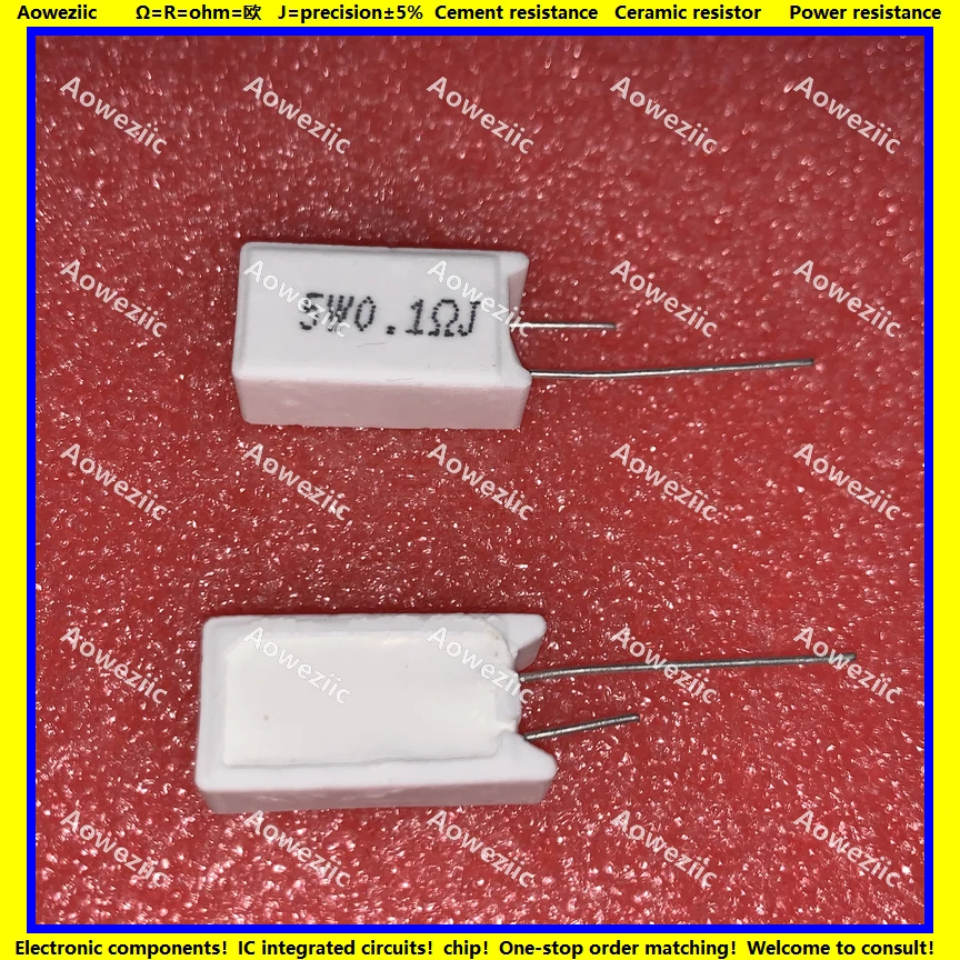 

10Pcs RX27-5 Vertical Cement Resistance 5W 0.1 ohm 0.1R 0.1RJ 5WR1J 5W0R1J 5W R1J Ceramic Resistance precision 5%