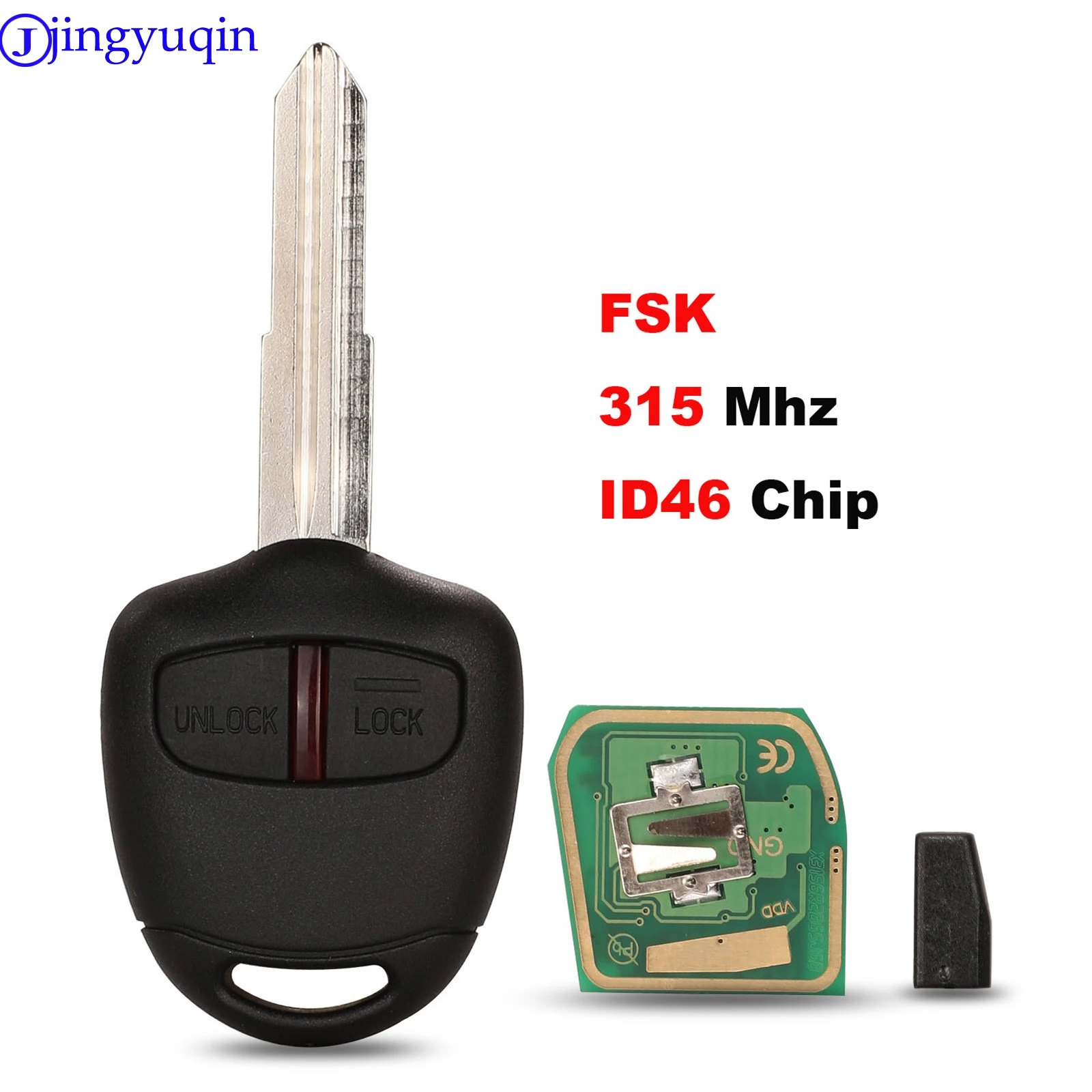 jingyuqin FSK 315mhz With ID46 Chip Remote Car Key Case Cover For Mitsubishi Outlander ASX 2006-2015 2 Buton MIT11R Profile