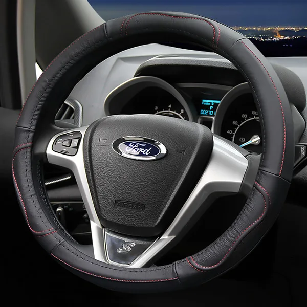 Leather steering wheel cover fit For Ford Kuga EDGE Mondeo Territory Taurus Focus car grip cover