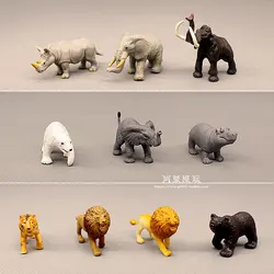 Wild Animal Miniature Model African Lion Elephant Rhinoceros Hippo Black Bear Tiger Ornaments Action Figure Figurine Model Toys