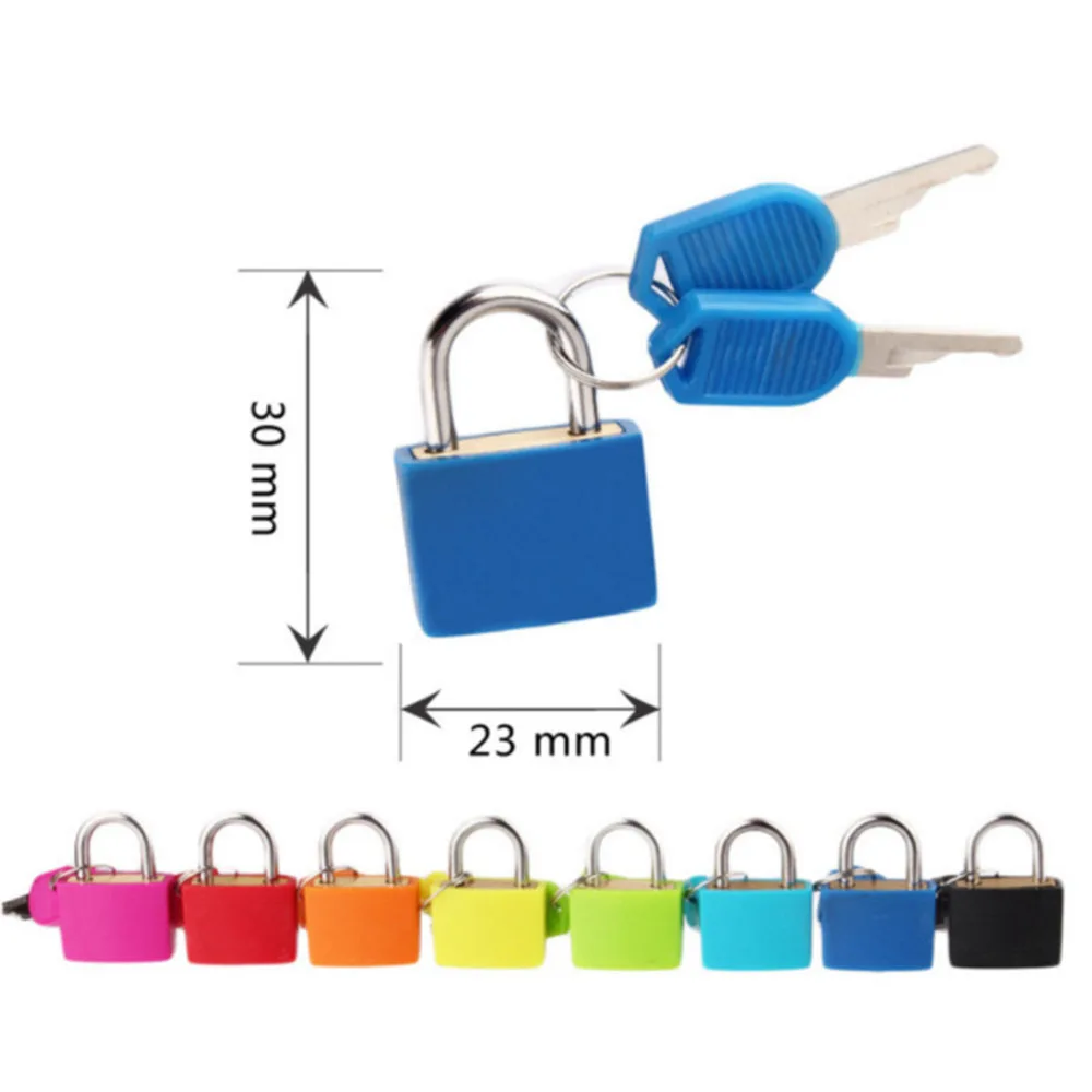 Small Steel Padlock Travel Suitcase Diary Lock With 2 Keys Colored plastic case padlock Decoration