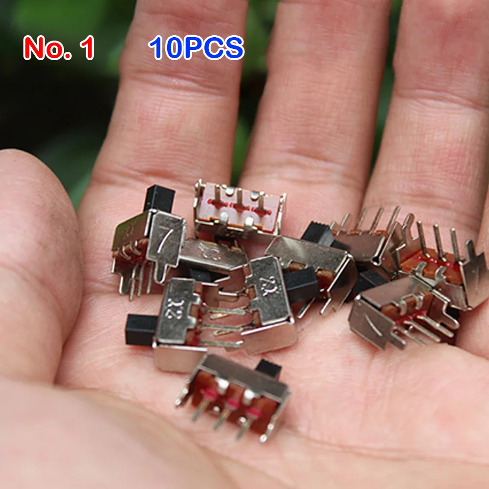 10PCS Micro Toggle Switch On-Off Single Row Small Miniature Power Switches 3-Pin Straight Foot Sliding Wave Band 2 Gear Switches