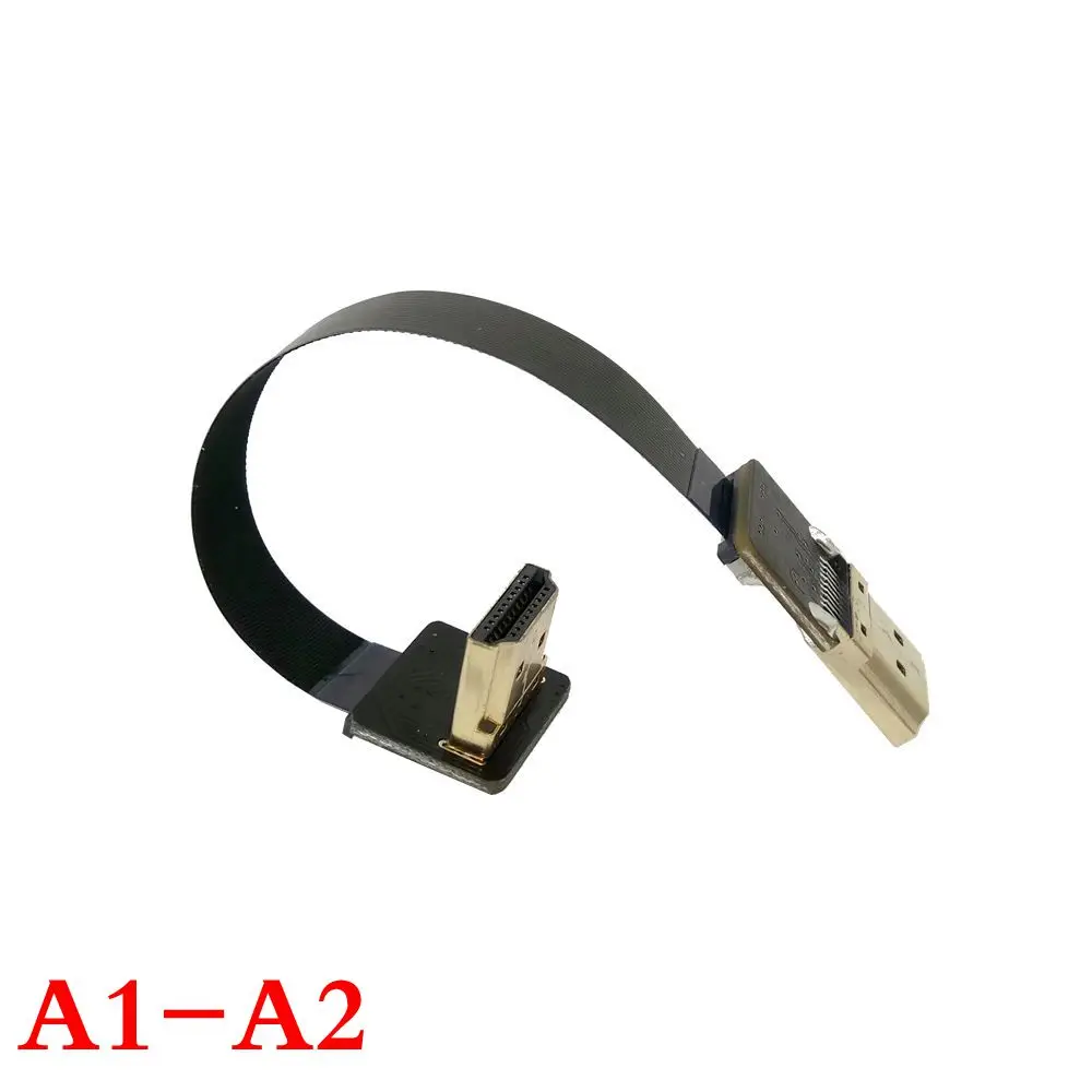 FPV HDMI-compatible Type A to Down & UP Angled 90 Degree HDTV FPC Flat Cable for Multicopter Aerial Photography 5cm-80cm