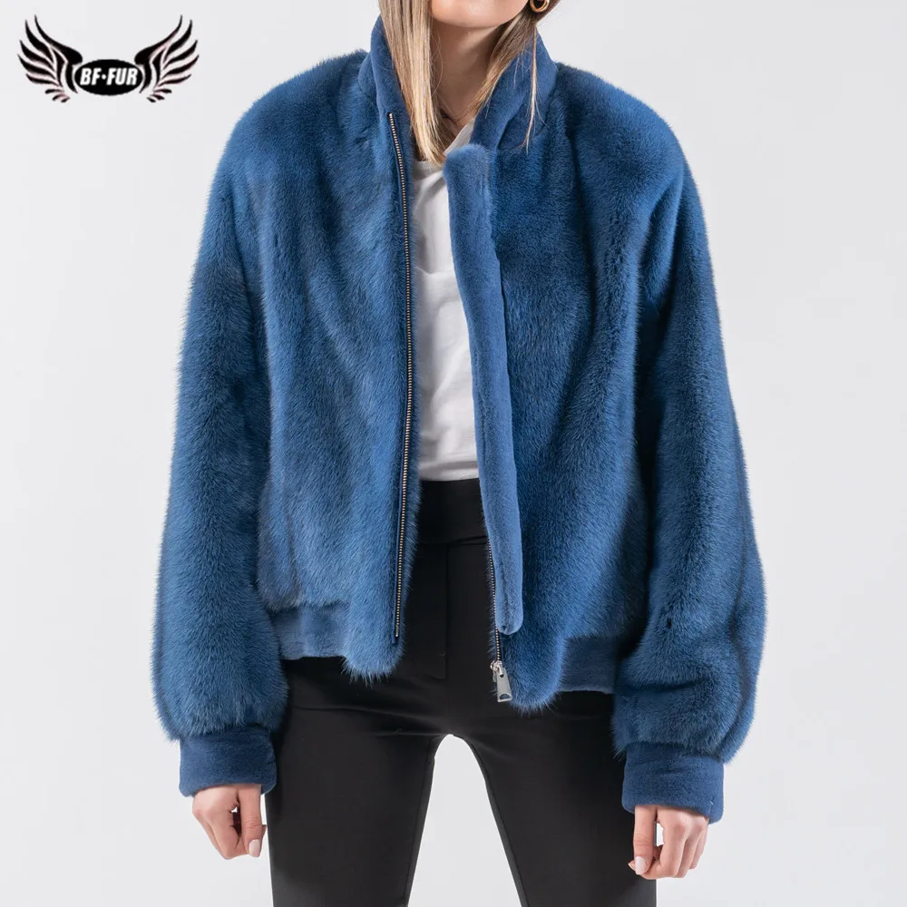 BFFUR Fashion Genuine Mink Fur Jackets Short Luxury Overcoats High Quality Real Mink Fur Coat Women Winter Natural Coats