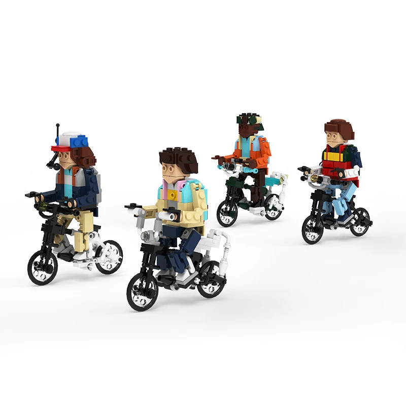 MOC Strangers-Thingss Figure Bicycle TV Movie Building Block Set Friends Motorcycle Action Figure Brick Model Toys for Childr