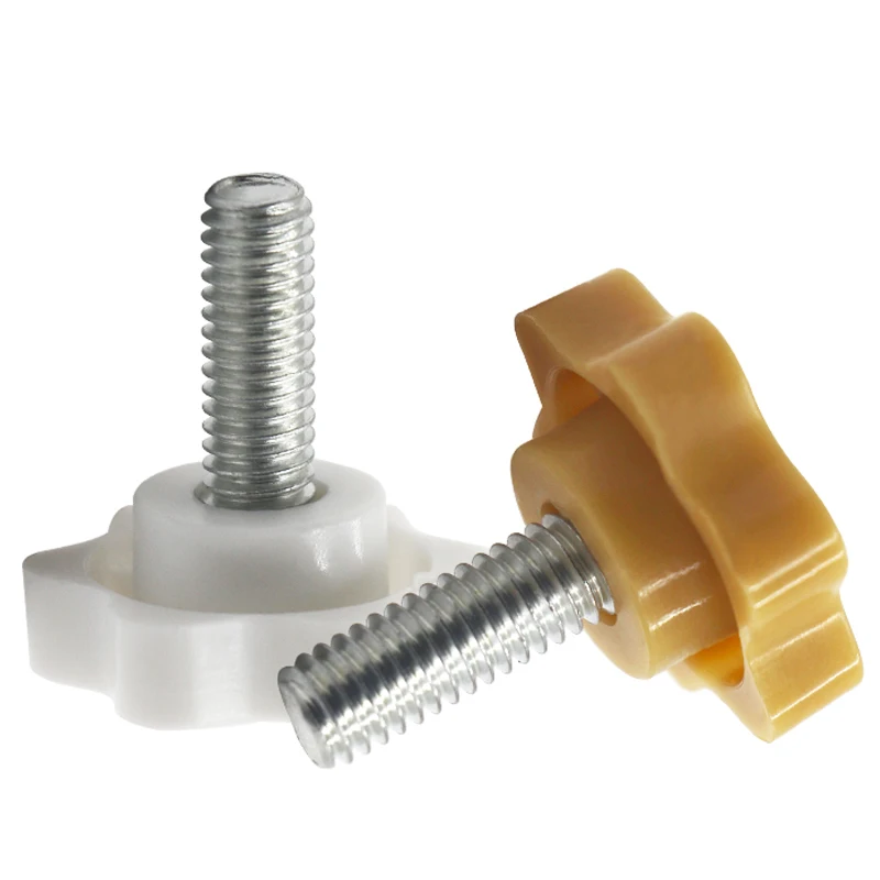 Plum Star-shaped Plastic Head Thread,Handle Thumb Screw Tightening Wood Screw Knob Locking Parts M4 M5 M6 M8 M10 White Yellow - Image 4