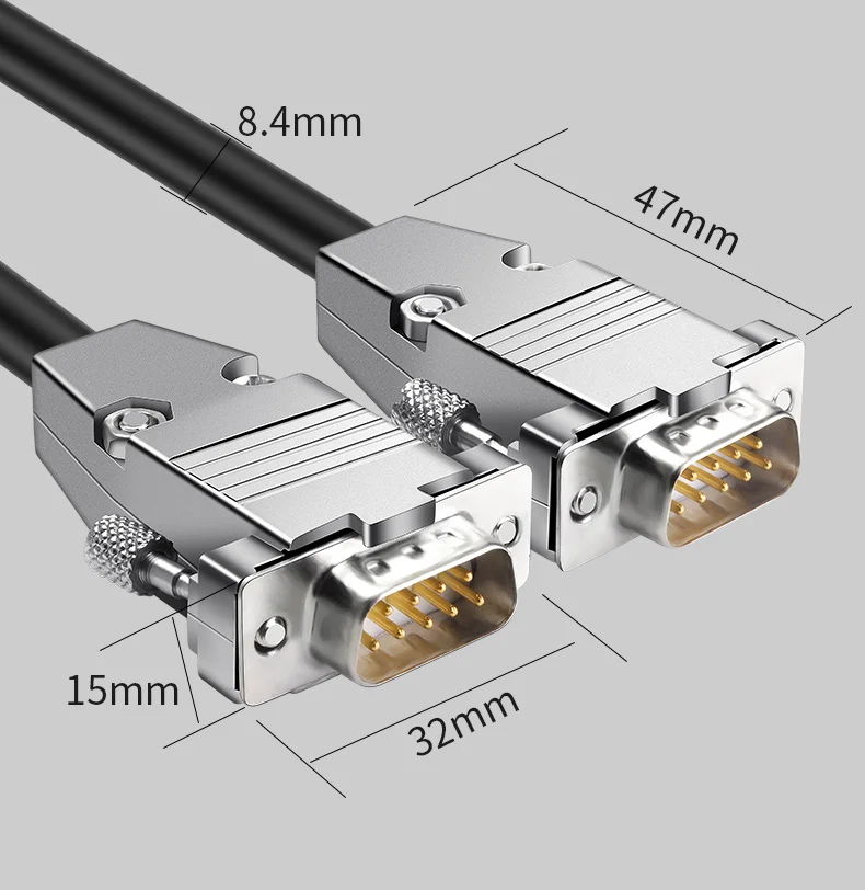 DB9 كامل الصليب كابل مع قذيفة معدنية خط النحاس النقي RS232 9 دبوس المسلسل موصل سلك COM الأساسية الذكور/الإناث كامل عبر خط